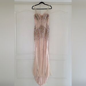 Stunning Beaded Prom Dress in Pink and Silver